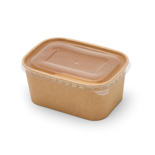 1000ml Kraft Food Containers with PP Lids Rectangular Takeaway Box