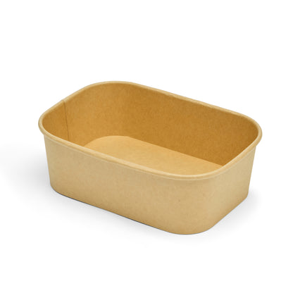 750ml Kraft Rectangular Food Container with PP Lids (300 sets)