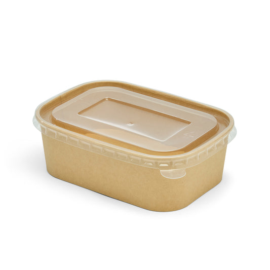 750ml Kraft Rectangular Food Container with PP Lids (300 sets)