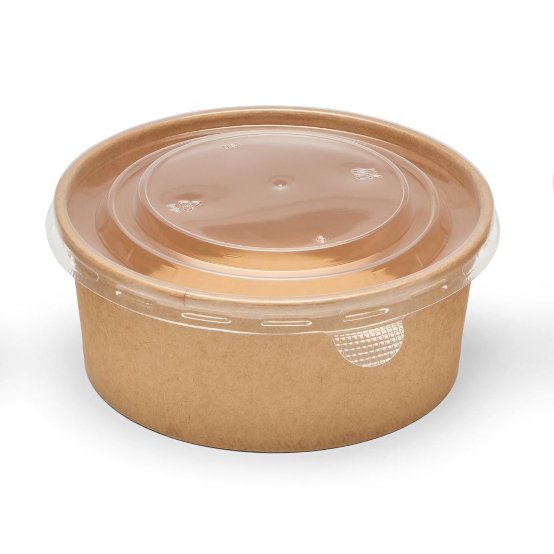 750ml Kraft Round Food Container with PP Lids (300 sets)