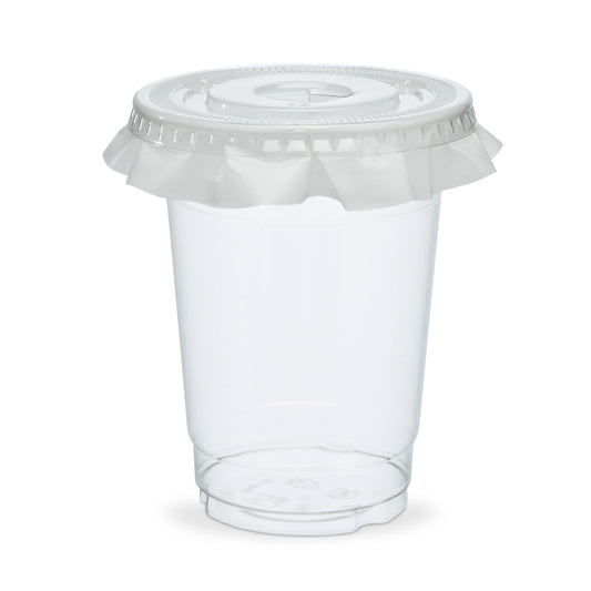 12oz Clear Cups Recycle Milkshake Smoothie Cups with Flat Lids